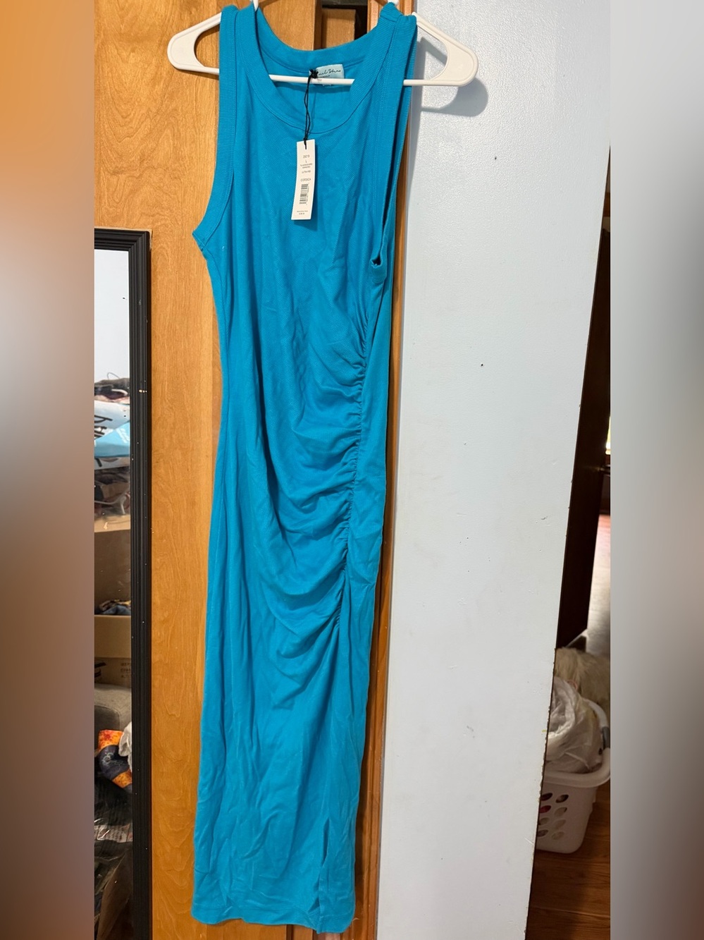 Corsica Sleeveless Ruched Maxi Dress in Teal